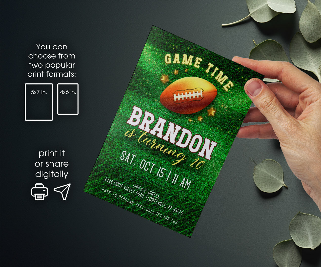 Super Bowl Football customizable invitation template | Share or Print | boy | GO238