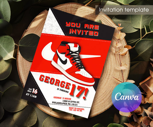 Sneaker Ball Air Jordan Nike customizable invitation template | Share or Print | FO759