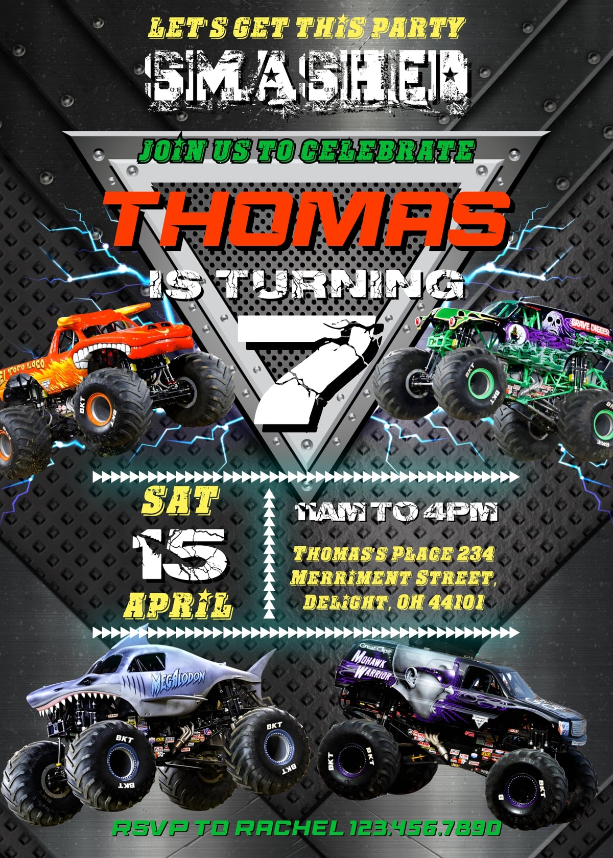 Monster Jam  Monster Truck customizable invitation template | Share or Print | boy | WT371
