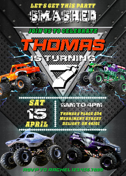 Monster Jam  Monster Truck customizable invitation template | Share or Print | boy | WT371