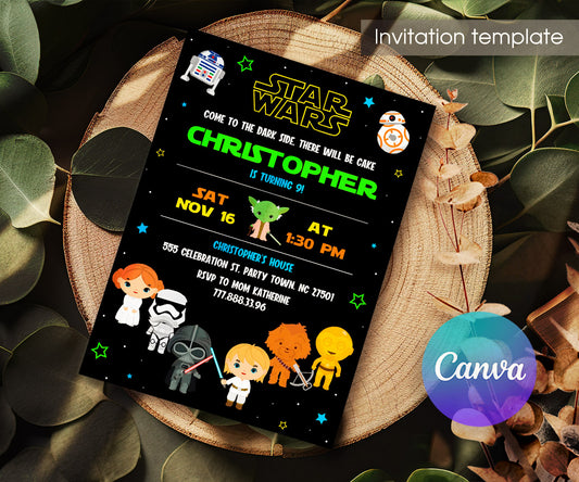 Star Wars Darth Vader Lego Minifigures customizable invitation template | Share or Print | OH036