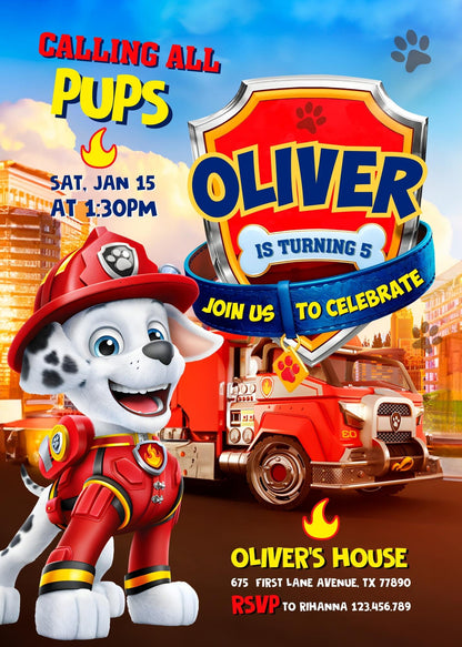 PAW Patrol customizable invitation template | Share or Print | KO424