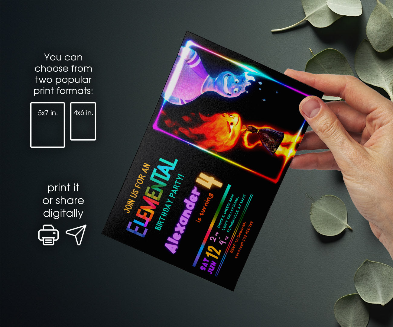Elemental customizable invitation template | Share or Print | OJ108