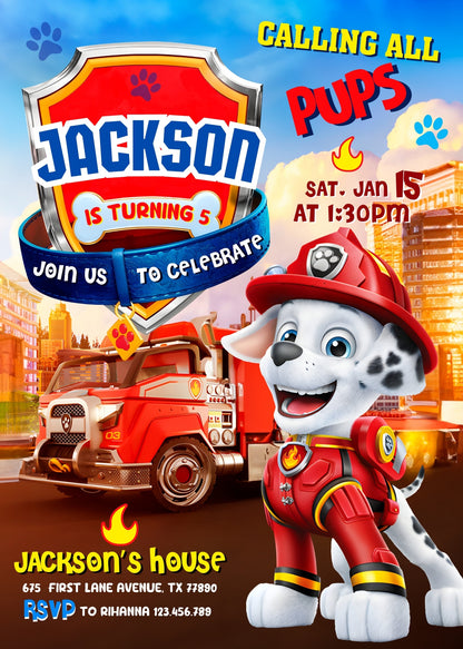 PAW Patrol customizable invitation template | Share or Print | YX373