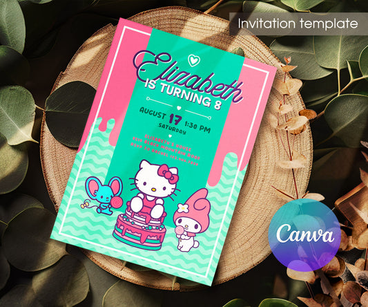 Hello Kitty Sanrio customizable invitation template | Share or Print | GQ584