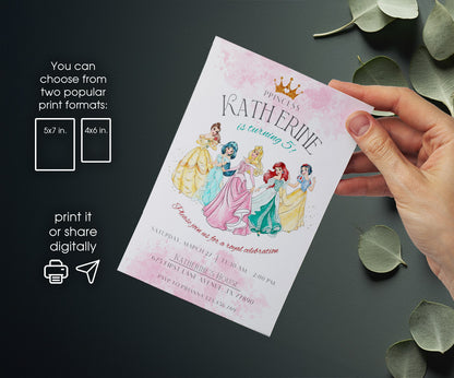 Disney Princess customizable invitation template | Share or Print | girl | TC579