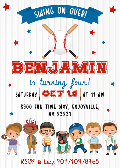 Baseball MLB Sport customizable invitation template | Share or Print | LG493