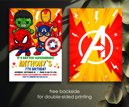 Avengers Marvel Superhero customizable invitation template | Share or Print | boy | FW020