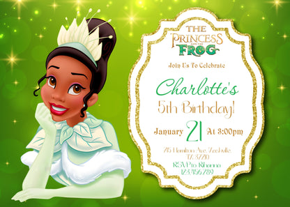 Tiana Frog Princess customizable invitation template | Share or Print | girl | EX592