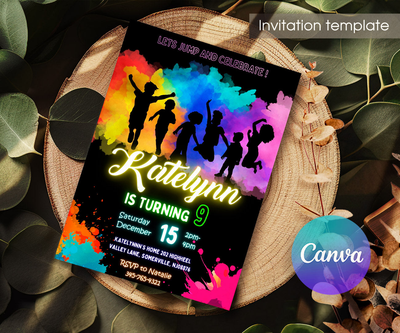 Trampoline Jump Party customizable invitation template | Share or Print | YY795