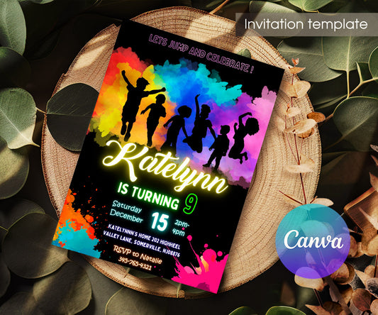 Trampoline Jump Party customizable invitation template | Share or Print | YY795