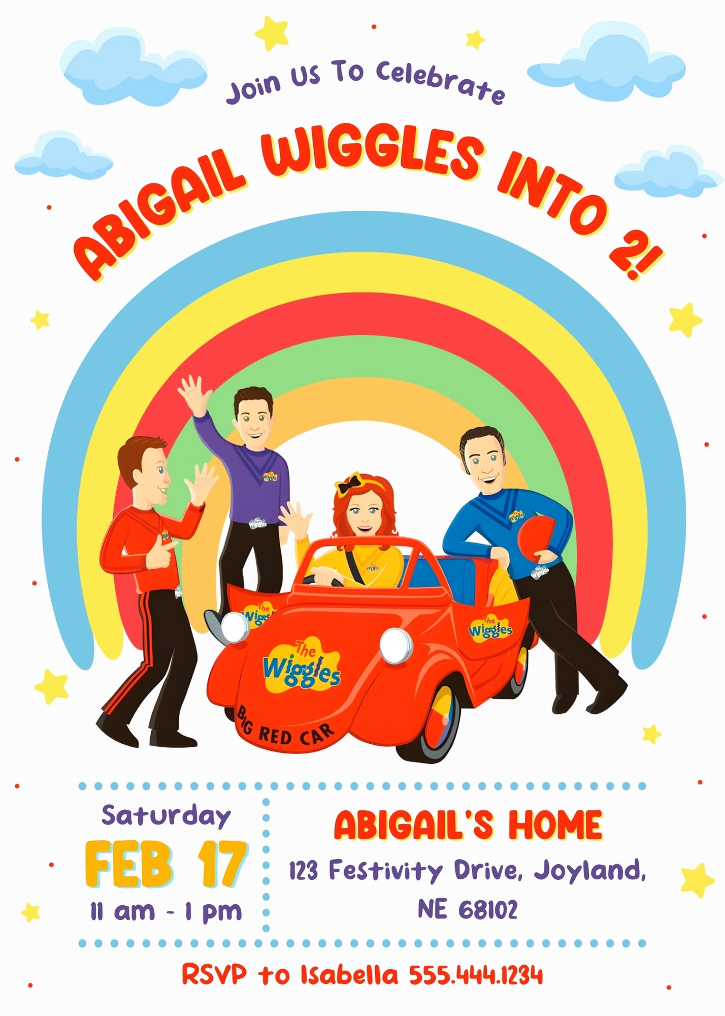 Wiggles One Finger One Thumb customizable invitation template | Share or Print | YL935