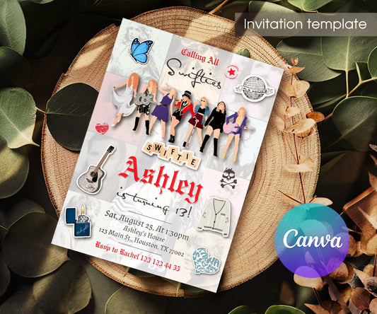 Taylor Swift Eras Tour customizable invitation template | Share or Print | girl | OD732