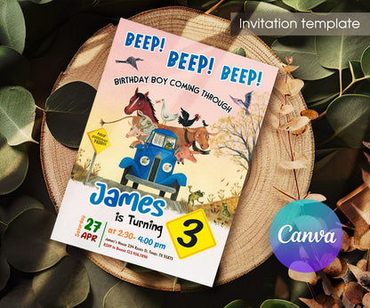 Little Blue Truck customizable invitation template | Share or Print | LW092