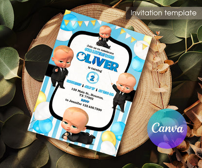 Baby Boss customizable invitation template | Share or Print | boy | YZ057