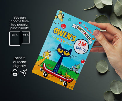Pete the Cat customizable invitation template | Share or Print | DS418