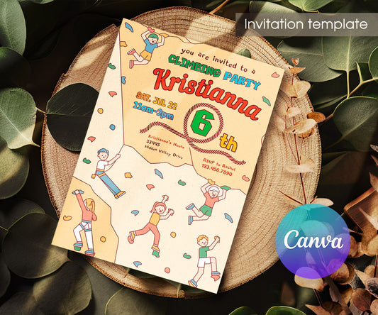 Rock Climbing customizable invitation template | Share or Print | BF852