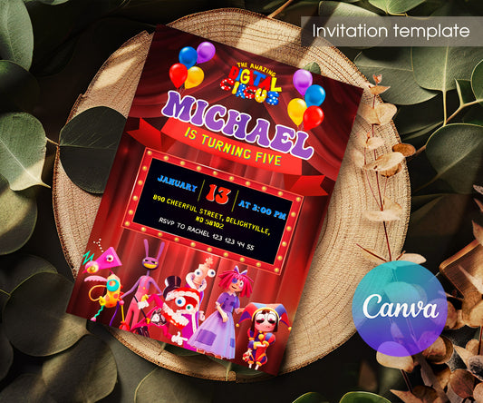 The Amazing Digital Circus customizable invitation template | Share or Print | BH065