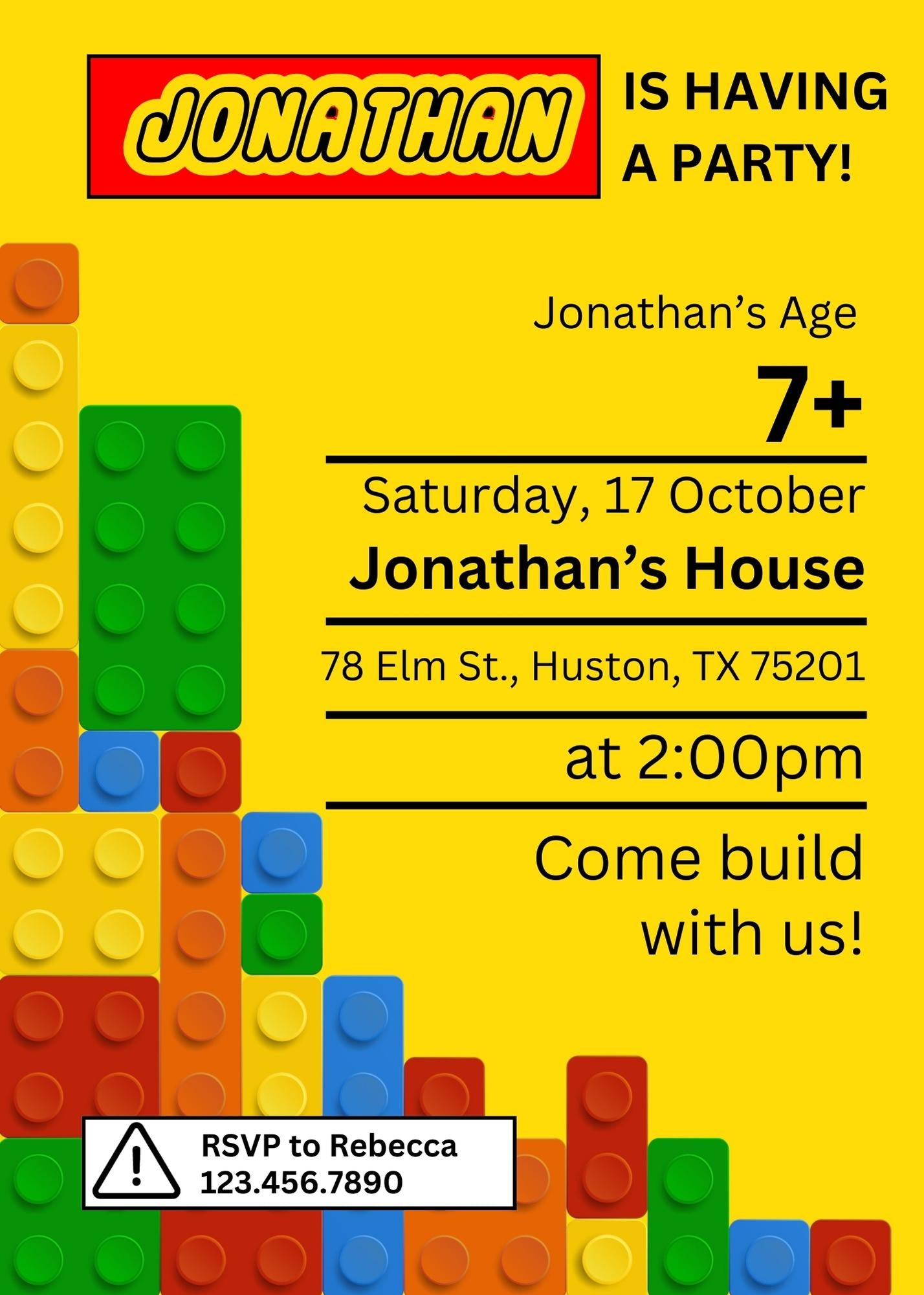 Lego customizable invitation template | Share or Print | EE510