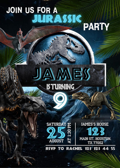Jurassic Park Dinosaur customizable invitation template | Share or Print | NR280