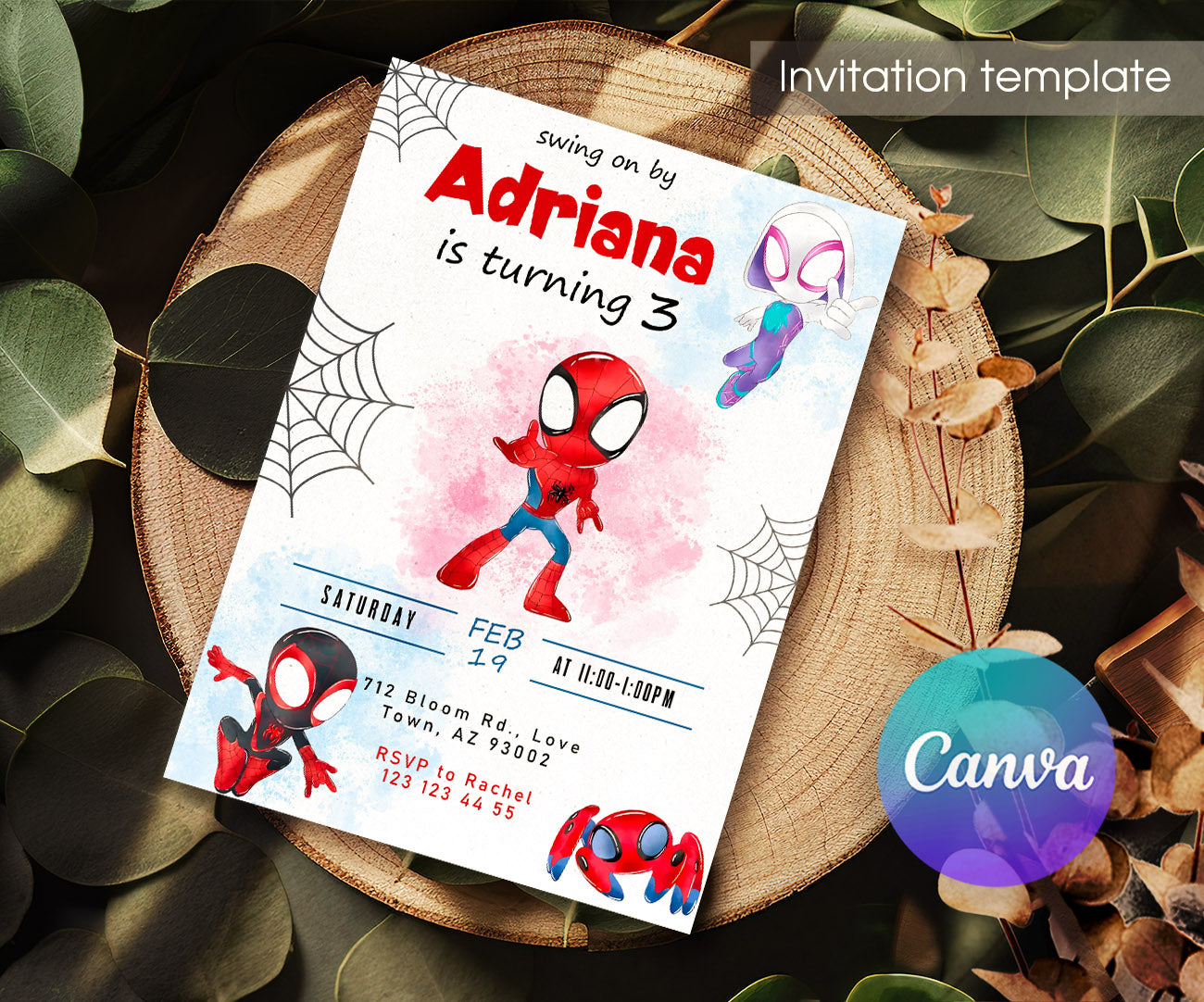 Spidey and His Amazing Friends customizable invitation template | Share or Print | boy | VP983