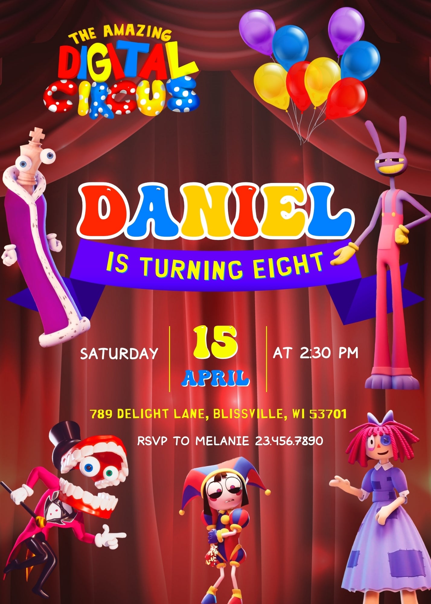 The Amazing Digital Circus customizable invitation template | Share or Print | AM836