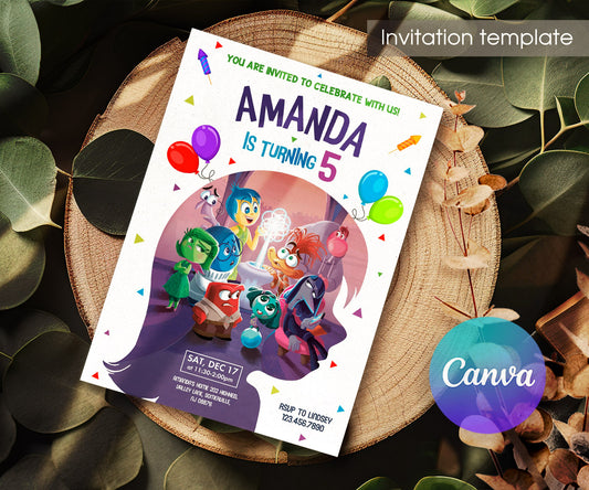 Inside Out 2 customizable invitation template | Share or Print | XU085