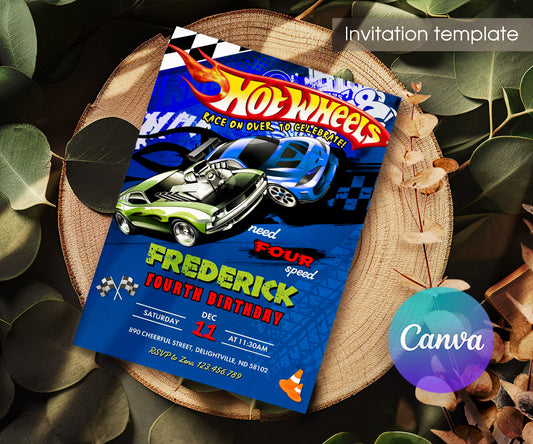 Hot Wheels Need Four Speed customizable invitation template | Share or Print | boy | IC241
