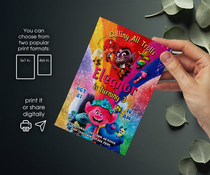 Trolls Poppy customizable invitation template | Share or Print | SZ483