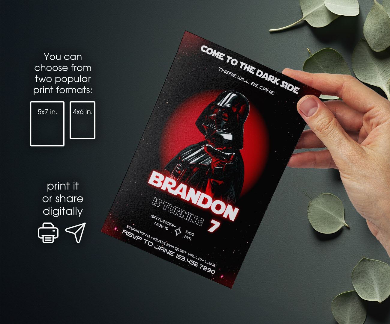 Star Wars Darth Vader customizable invitation template | Share or Print | boy | GE404