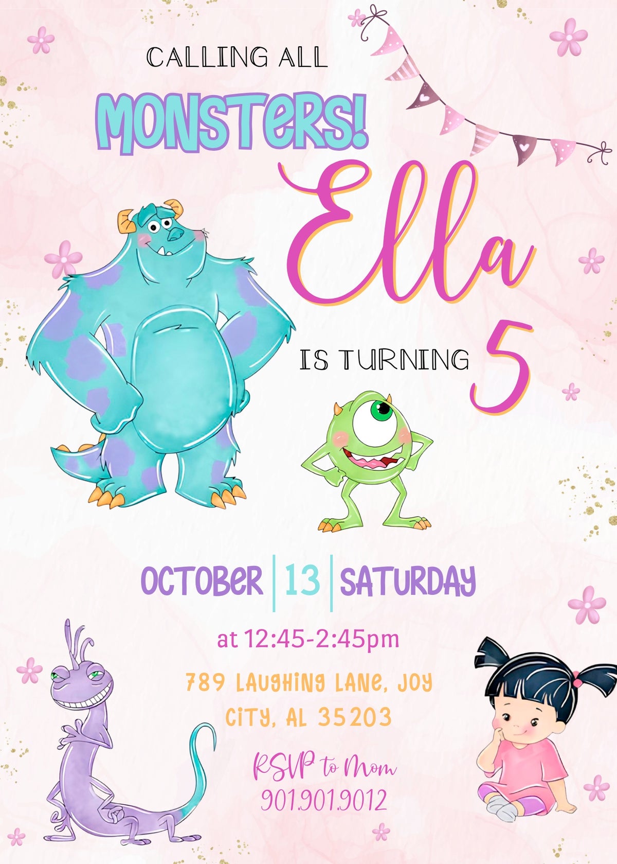Monsters, Inc. customizable invitation template | Share or Print | CC577