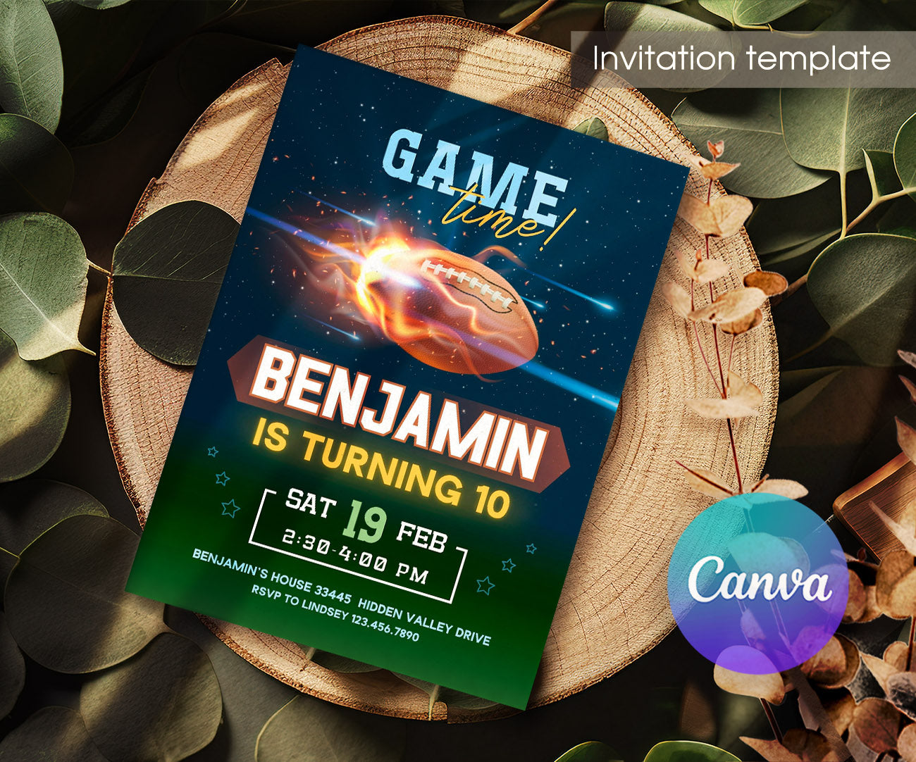 Super Bowl Football customizable invitation template | Share or Print | boy | GH376