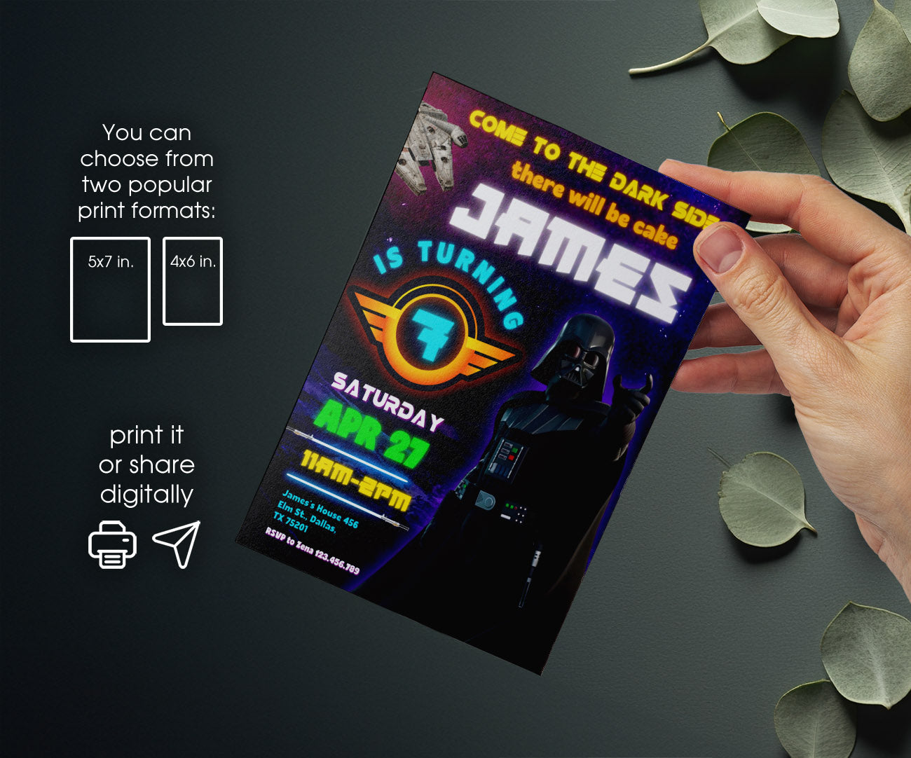 Star Wars Darth Vader customizable invitation template | Share or Print | boy | SR737