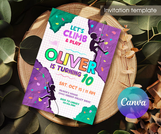Rock Climbing customizable invitation template | Share or Print | UJ074