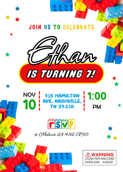Lego customizable invitation template | Share or Print | AP705
