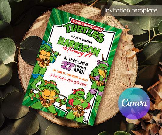 Teenage Mutant Ninja Turtles customizable invitation template | Share or Print | boy | TQ113