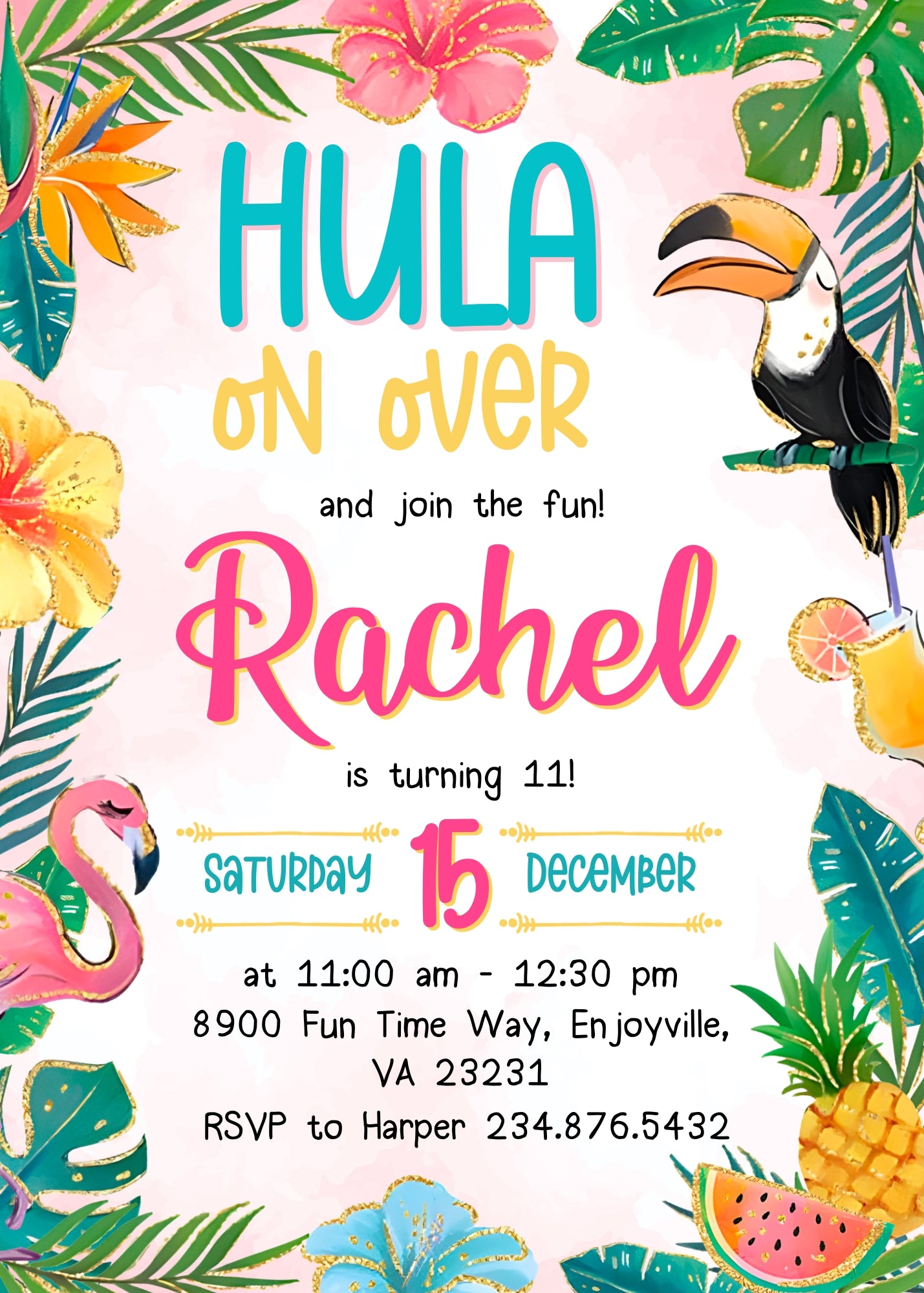 Aloha Luau Party customizable invitation template | Share or Print | girl | GE214