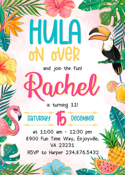 Aloha Luau Party customizable invitation template | Share or Print | girl | GE214