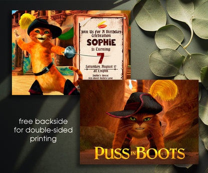 Puss in Boots Cat Shrek customizable invitation template | Share or Print | TS973