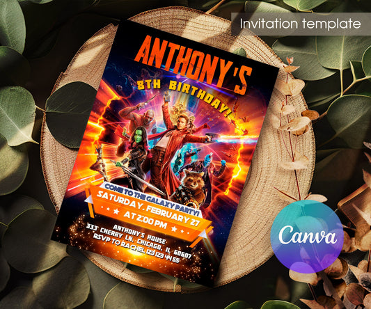 Guardians of The Galaxy Superhero customizable invitation template | Share or Print | boy | JW042
