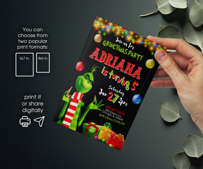 The Grinch  Merry Grinchmas customizable invitation template | Share or Print | TL014