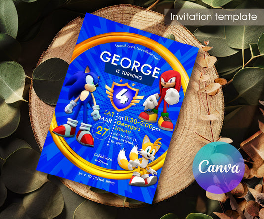 Sonic the Hedgehog customizable invitation template | Share or Print | SB535