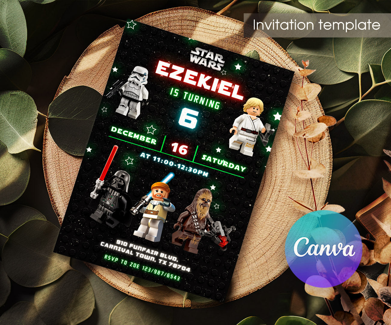 Star Wars Darth Vader Lego Minifigures customizable invitation template | Share or Print | WO485