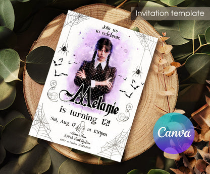 Wednesday Addams customizable invitation template | Share or Print | girl | NK373