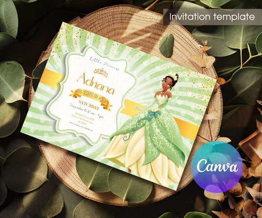 Tiana Frog Princess customizable invitation template | Share or Print | girl | EW128