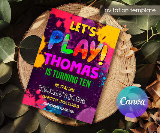 Play Party Gamer customizable invitation template | Share or Print | MF778
