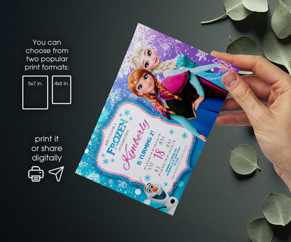 Frozen Elsa customizable invitation template | Share or Print | girl | NL950