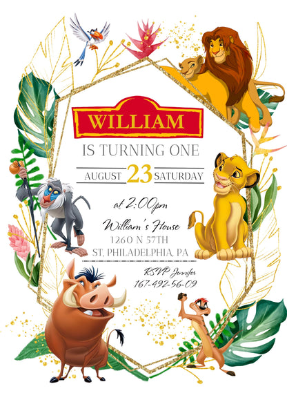 Lion King Simba customizable invitation template | Share or Print | UO787