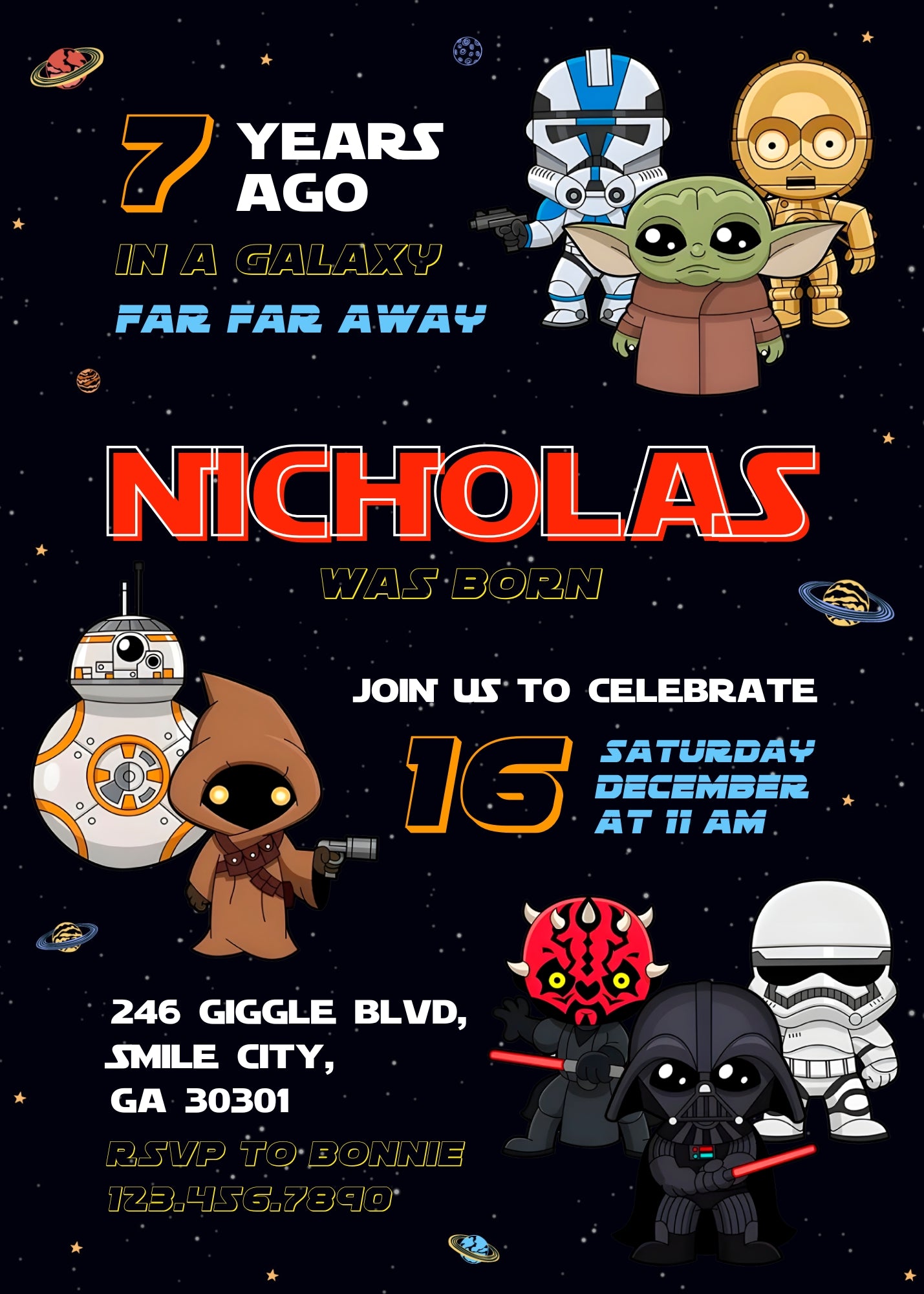 Star Wars Darth Vader Lego Minifigures customizable invitation template | Share or Print | VC338