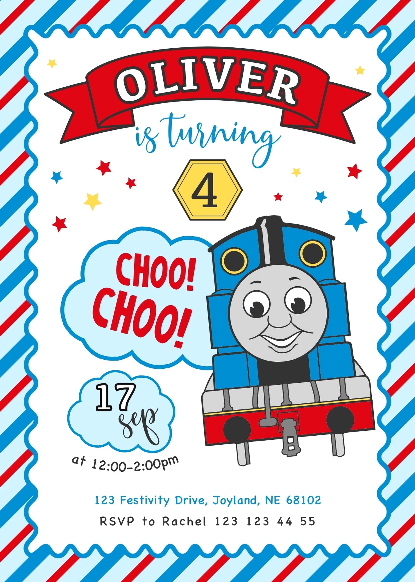 Thomas Train & Friends customizable invitation template | Share or Print | LU494